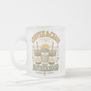 Funny Mum Coffee Floral Illustration Frosted Glass Coffee Mug