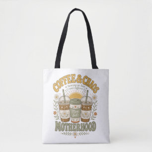 Funny Mum Coffee Floral Illustration Tote Bag