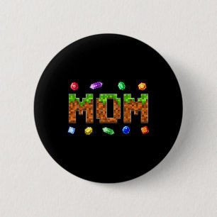 Funny Mum Dad Birthday Boy Kid Video Gamer Pixel  6 Cm Round Badge