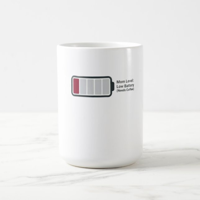 Funny "Mum Level: Low Battery" Coffee Mug - Relata (Center)