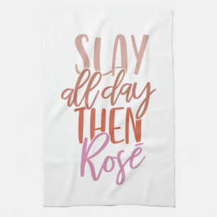 Funny Mum Life Wine Lover Girl Boss Pink Quote  Tea Towel