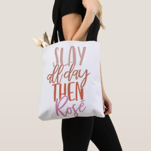 Funny Mum Life Wine Lover Girl Boss Pink Quote Tote Bag