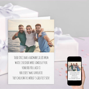 Funny Mum Limerick Favourite Son Photo Birthday Card