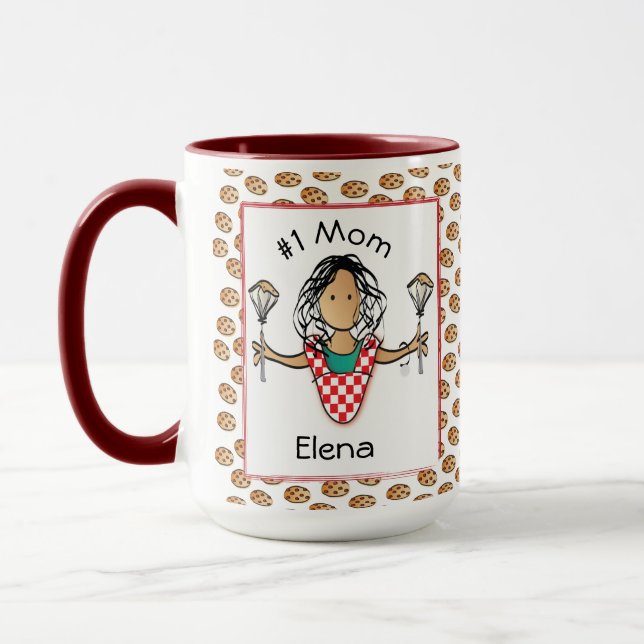Funny Mum Mother Ethnic Female Cartoon Coffee Mug (Left)