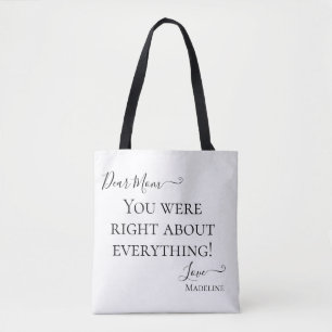 Funny Mum Mother Saying Modern Black and White Tote Bag