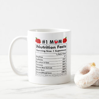 Funny Mum Nutrition Facts List with Black Text Coffee Mug