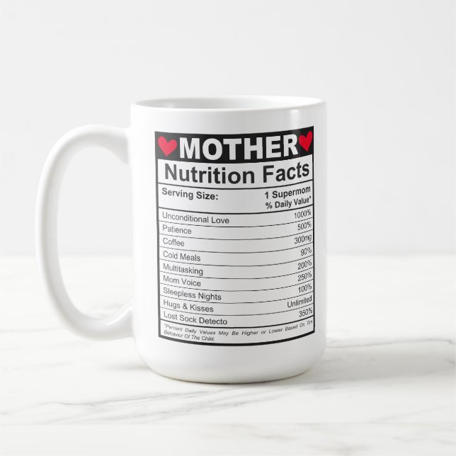Funny Mum Nutrition Facts Mum Life Essentials Coffee Mug (Left)