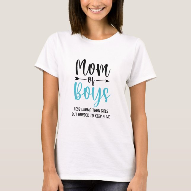 Funny Mum of Boys  T-Shirt (Front)