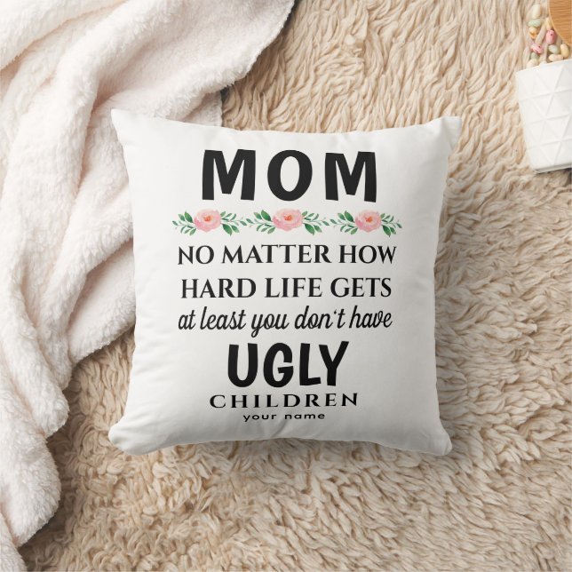 Funny Mum watercolor floral Birthday Cushion (Blanket)