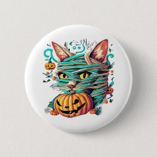 Funny Mummy Cat Halloween 6 Cm Round Badge