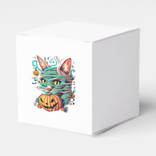 Funny Mummy Cat Halloween Favour Box (Front Side)