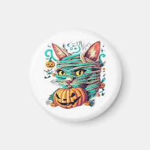 Funny Mummy Cat Halloween Magnet
