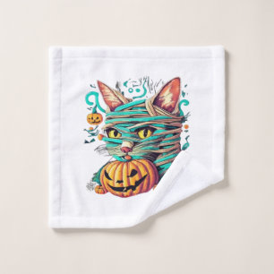 Funny Mummy Cat Halloween Wash Cloth