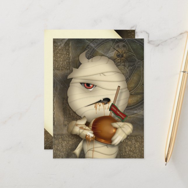 Funny Mummy Halloween Costume Postcard (Front/Back In Situ)