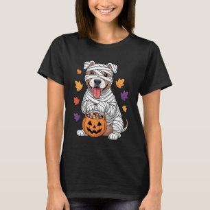 Funny Mummy Pitbull Dog Fall Pumpkin Spooky Season T-Shirt