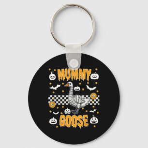 Funny Mummy Wrapped Goose Spooky Halloween Costume Key Ring