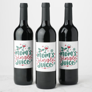 funny Mum's jingle juice word art Christmas Wine Label