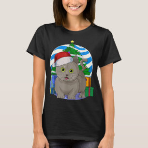 Funny Munchkin Cat Santa Christmas Tree Decor T-Shirt