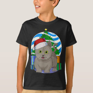 Funny Munchkin Cat Santa Christmas Tree Decor T-Shirt