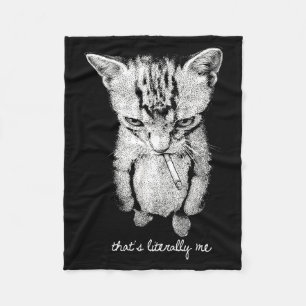 Funny munchkin smoking kitten standing cat meme fleece blanket