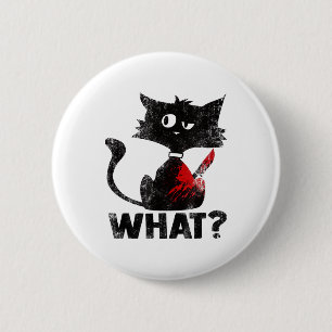 Funny Murderous Black Cat What With Knife Hallowee 6 Cm Round Badge