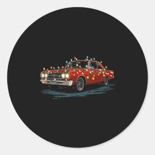 Funny Muscle Car Christmas Graphics Lights Lover  Classic Round Sticker
