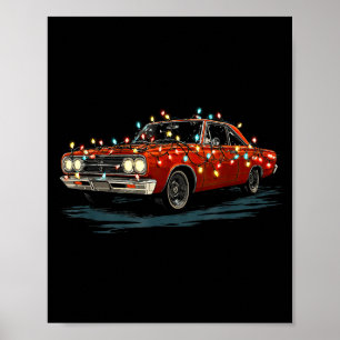 Funny Muscle Car Christmas Graphics Lights Lover  Poster