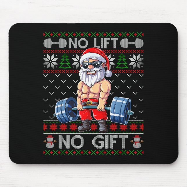 Funny Muscle Santa Lifting Christmas Ugly Christma Mouse Mat (Front)