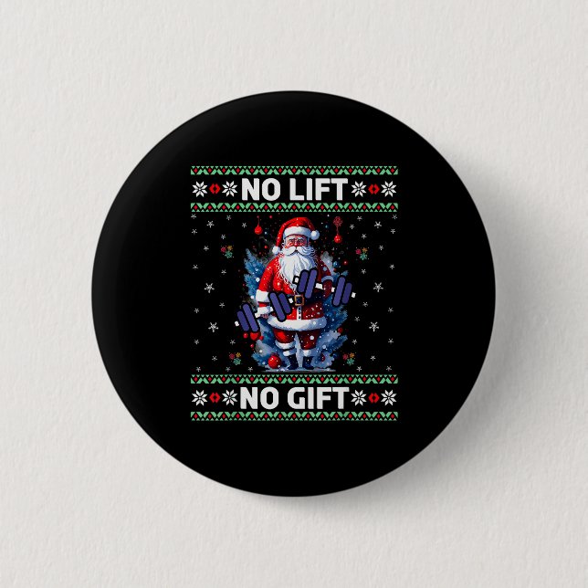 Funny Muscle Santa Lifting Ugly Christmas Sweater  6 Cm Round Badge (Front)