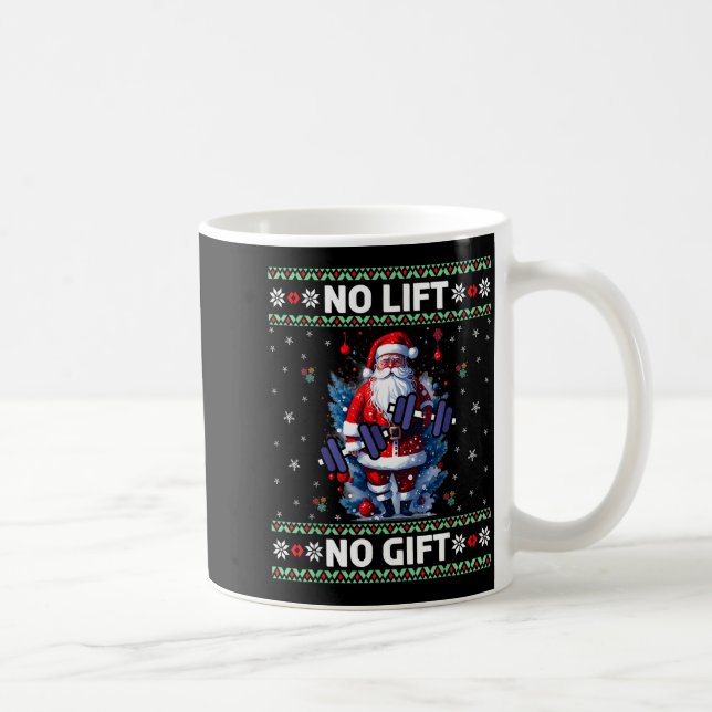 Funny Muscle Santa Lifting Ugly Christmas Sweater  Coffee Mug (Right)
