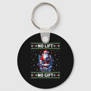 Funny Muscle Santa Lifting Ugly Christmas Sweater Key Ring