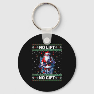 Funny Muscle Santa Lifting Ugly Christmas Sweater Key Ring
