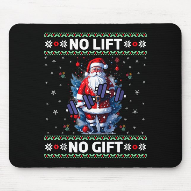 Funny Muscle Santa Lifting Ugly Christmas Sweater  Mouse Mat (Front)