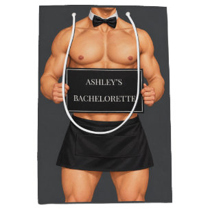 Funny Muscular Butler Bachelorette Party Medium Gift Bag