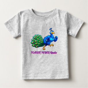 Funny Muscular Peacock Cartoon Baby T-Shirt