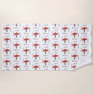 Funny Mushroom Art Beach Towel