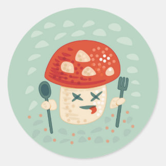 Funny Mushroom Character Cool Classic Round Sticker