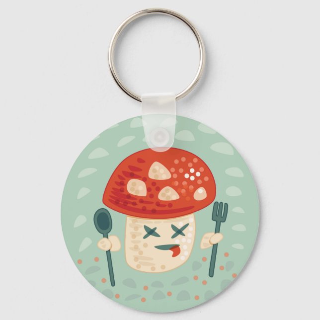 Funny Mushroom Food Character Weird Oddity Key Ring (Front)