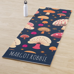 Funny mushroom Pink Blue Watercolor Pattern Yoga Mat
