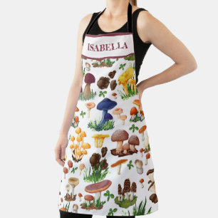 Funny Mushrooms Illustration Apron