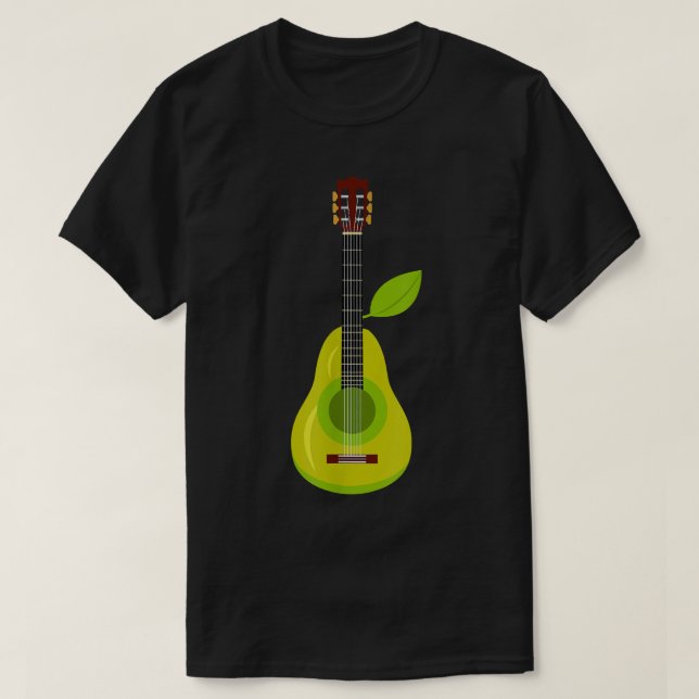 Funny Music Acoustic Guitar Pear Fruit 882 T-Shirt (Design Front)