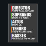 Funny Music Choir Singing Choir Joke Postcard<br><div class="desc">This Funny Choir Joke Shirt makes a great gift for your musical director,  choir teacher,  choir group,  musical teacher,  choir members,  and glee club member who is passionate and loves music.</div>