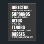 Funny Music Choir Singing Choir Joke Postcard<br><div class="desc">This Funny Choir Joke Shirt makes a great gift for your musical director,  choir teacher,  choir group,  musical teacher,  choir members,  and glee club member who is passionate and loves music.</div>