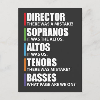 Funny Music Choir Singing Choir Joke Postcard