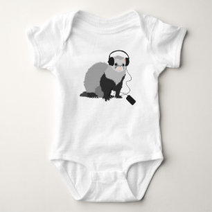 Funny Music Lover Ferret Baby Bodysuit