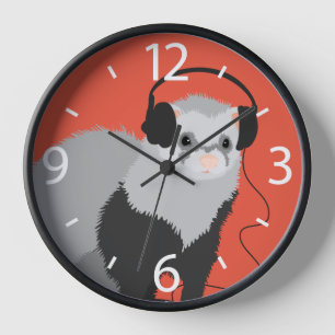 Funny Music Lover Ferret Clock