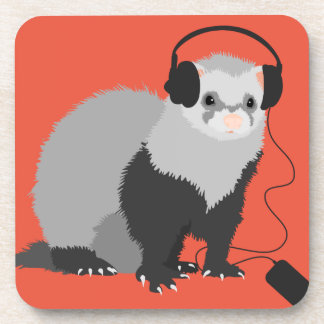 Funny Music Lover Ferret Coaster