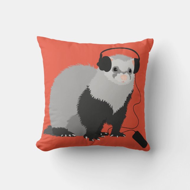 Funny Music Lover Ferret Cushion (Front)