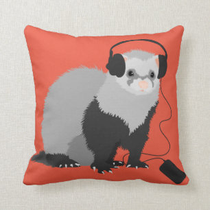 Funny Music Lover Ferret Cushion