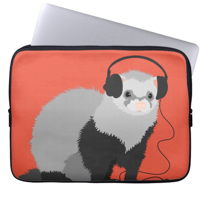 Funny Music Lover Ferret Laptop Sleeve (Front)